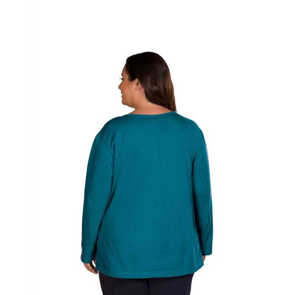 NEW ON THE PLUS SIDE jersey long sleeve u-neck tee - plus in deep sea - Picture 3 of 3